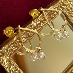 Artisan Gold and Pearl Earrings